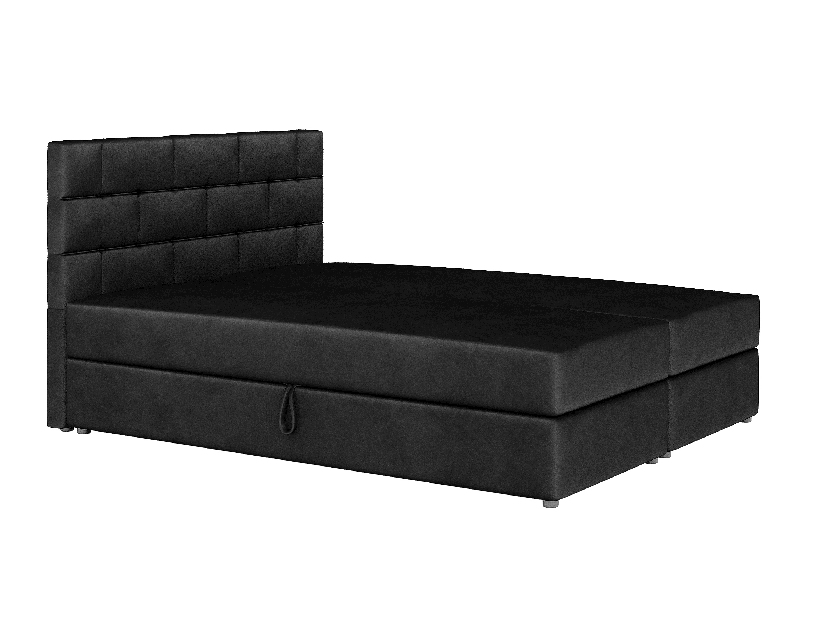 Pat matrimonial Boxspring 160x200 cm Waller Comfort (Negru) (cu somieră și saltea)