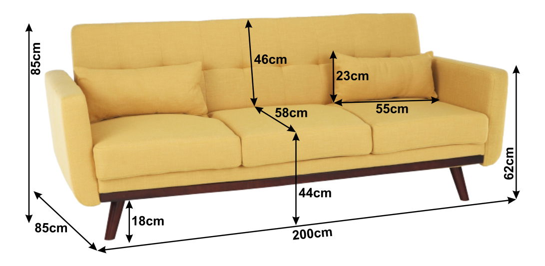 Szétnyitható kanapé Alestra (mustár)