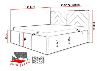 Manželská posteľ 140 cm Mallorca (tmavosivá) (s roštom a úl. priestorom)