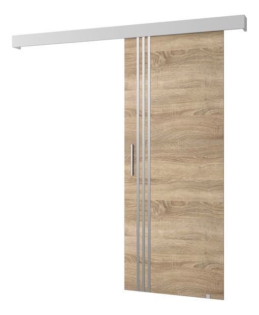 Klizna vrata 90 cm Sharlene VI (hrast sonoma + bijela mat + srebrna)