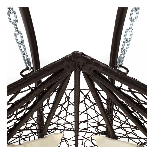 Závesné hojdacie dvojkreslo Dalvoa 2 (hnedá + krémová)