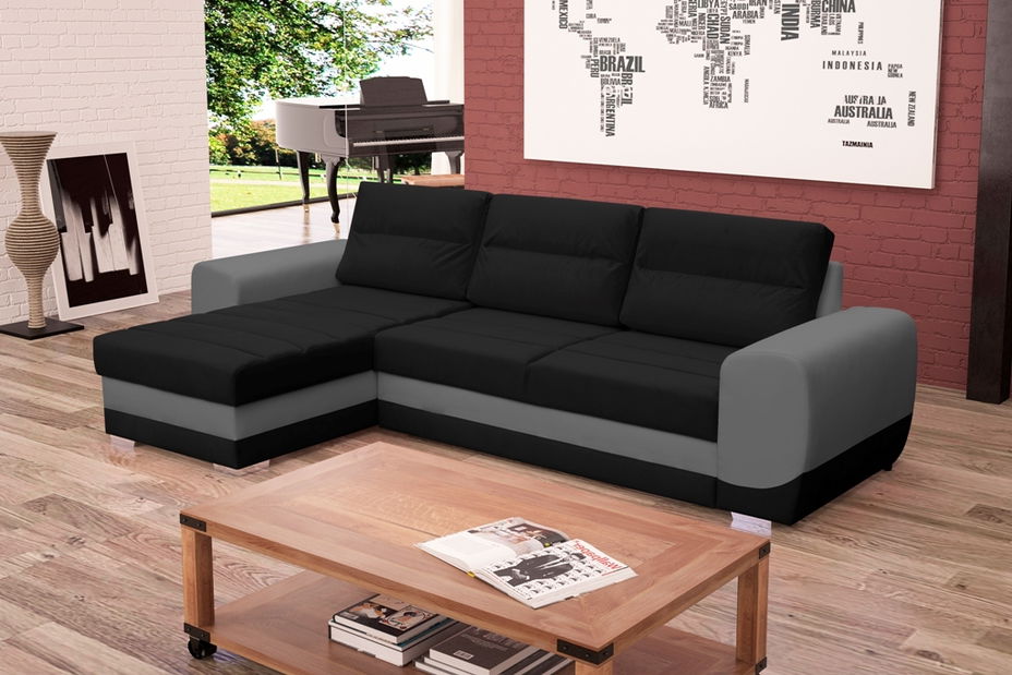 Sarok kanapé Kalan (fekete + szürke) (B)