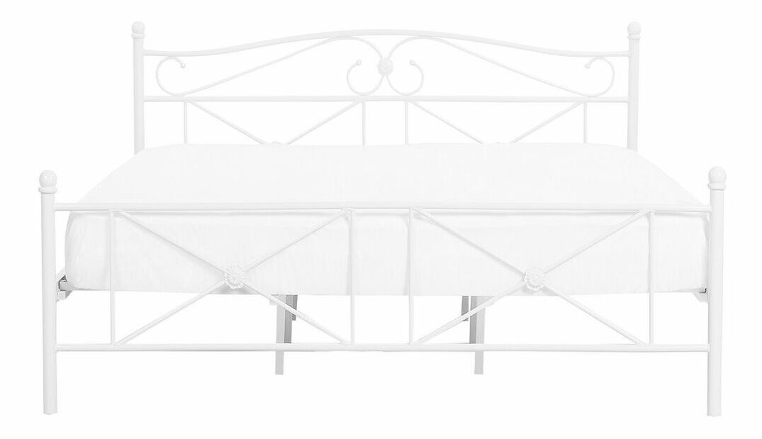 Pat matrimonial 140 cm RANDEZ (metal) (alb) (cu somieră)