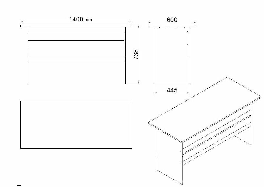 Set pentru birou Vincent 15 (Stejar + Negru)