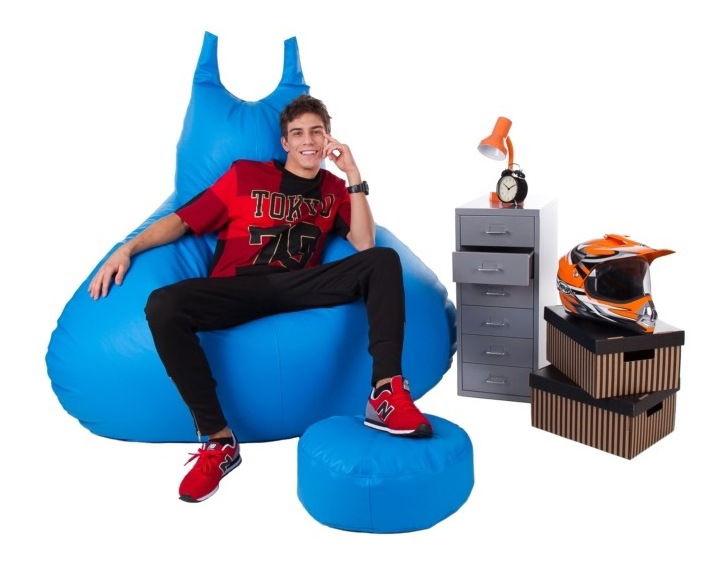 Fotoliu puf cu taburete Bobo XXXL (Albastru)