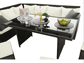 Set mobilier de grădină Stork (maro + crem) (pentru 8 persoane)