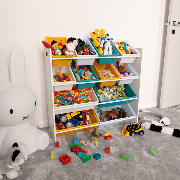 Organizator pentru jucării Malka (alb + albastru + Galben)