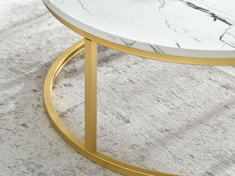 Konferenčný stolík Kolja Zest Xl (biela + zlatá)