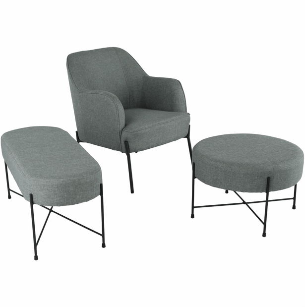 Bancă de design Matry (gri + negru) 