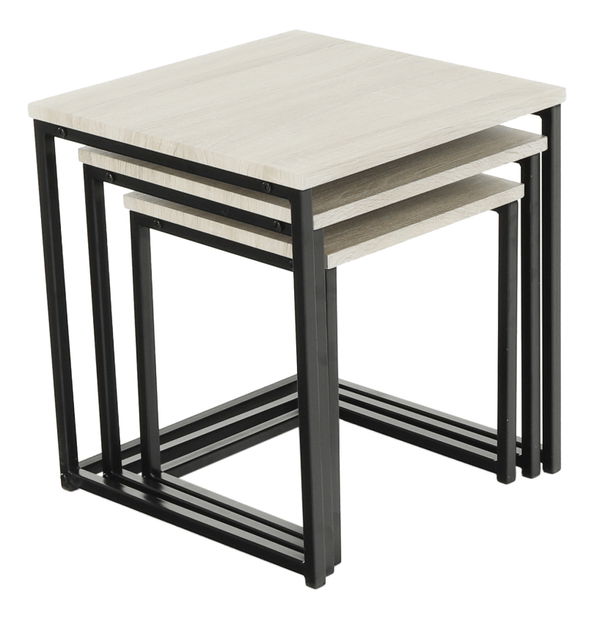 Set 3 buc mese de cafea Kastty typ 3 (stejar sonoma + negru) 