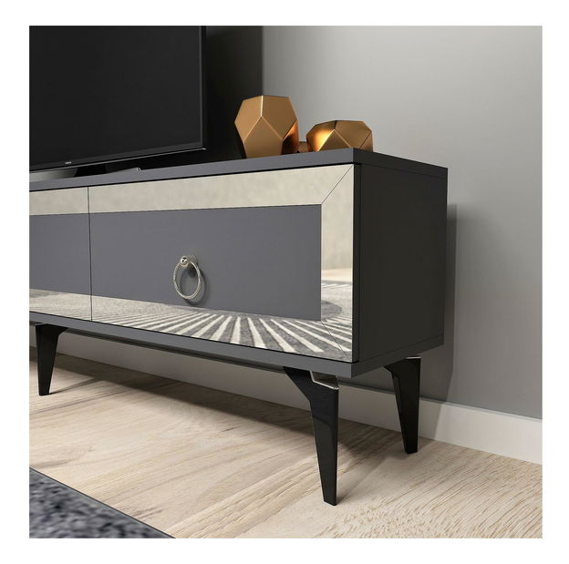 TV stolík/skrinka Muvuta 2 (antracit + strieborná) 