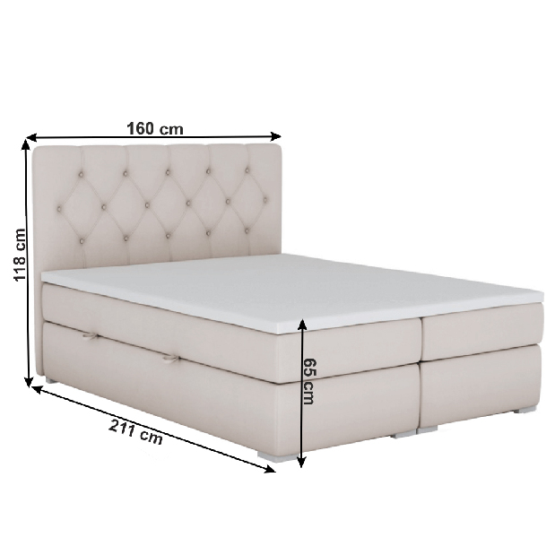 Bračni krevet Boxspring 160 cm Elaine (s madracima)