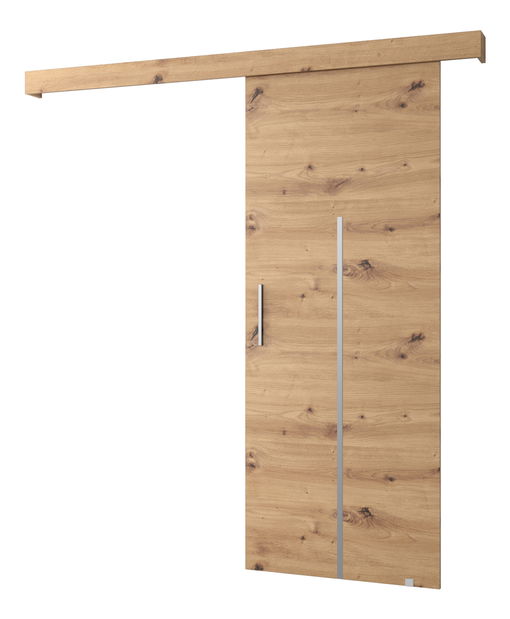 Posuvné dvere 90 cm Sharlene X (dub artisan + dub artisan + strieborná)