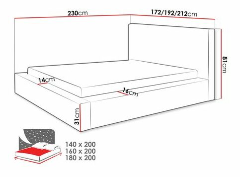 Franciaágy 160 cm Gretty S (fekete) (ágyráccsal) (tárolóhellyel)