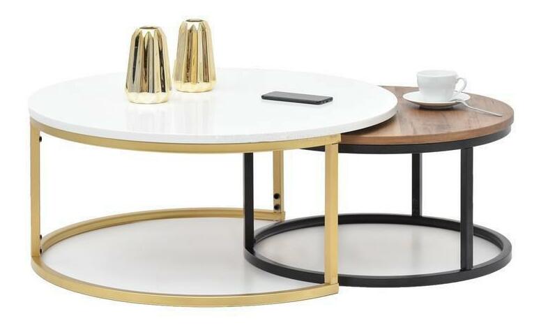 Konferenčný stolík Kolja Zest Xl (biela + zlatá + čierna)