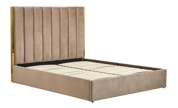 Manželská posteľ 160 cm Palazziosso (s úložným priestorom) (bez matraca) (béžová + zlatá)