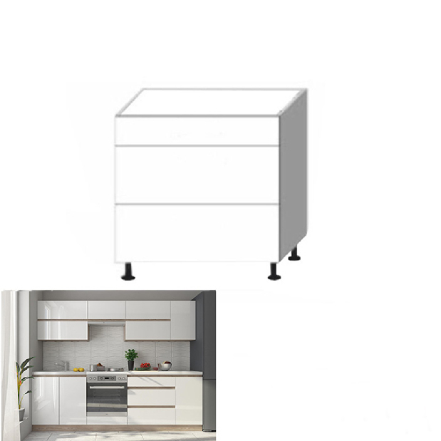 Alsó konyhaszekrény D80 3 Lilouse (fehér + szonoma) *kiárusítás