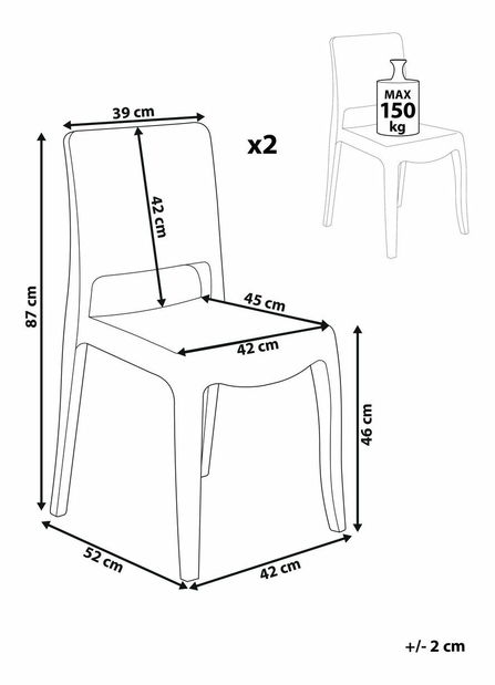 Set 2 buc scaune de sufragerie Werdebra (transparent) 