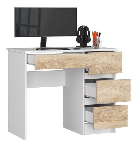 PC stolić Benicio II (bijela + hrast sonoma) (D)