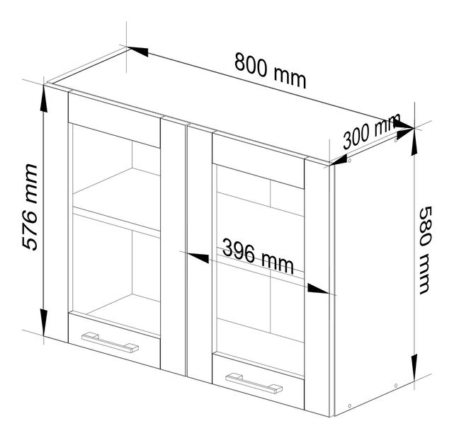 Vitrină de bucătărie superioară Organo 580 (alb + beton)