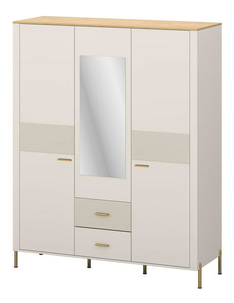 Ormar za garderobu Reiteradas (kašmir + kameni hrast) (s ogledalom)