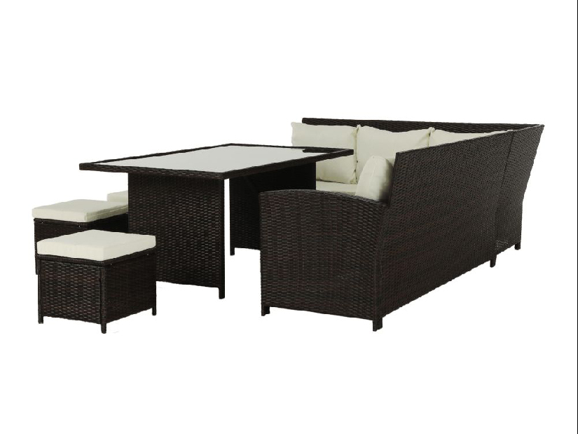 Set mobilier de grădină Stork (maro + crem) (pentru 8 persoane)