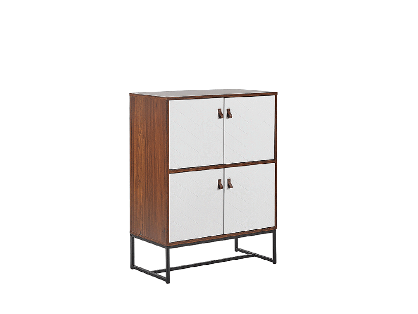 Skrinka NAVVEA (štvordverová) (tmavé drevo + biela)