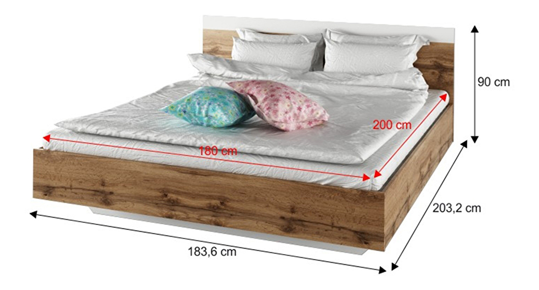 Set dormitor (pat 180x200 cm) Gaila New (stejar sonoma + alb)