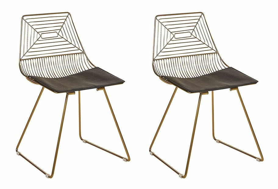 Set 2 ks jedálenských stoličiek Bricio (zlatá)