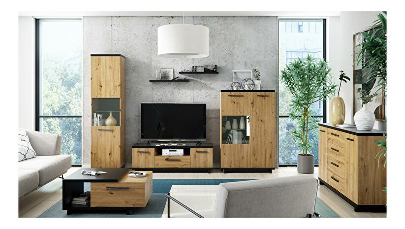 Mobilier living Indi 1 (stejar artisan + negru mat)