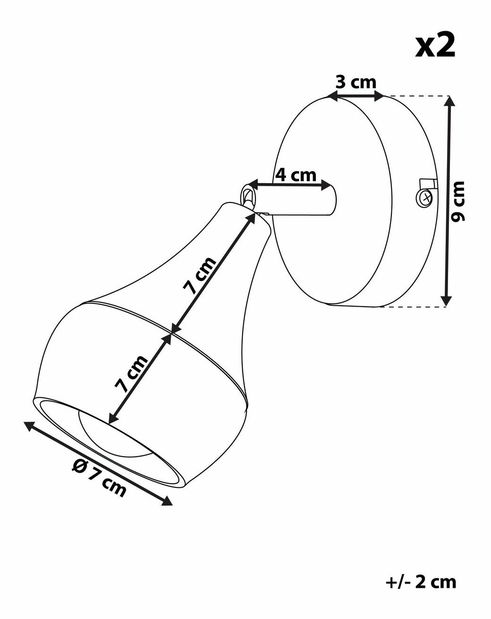 Set 2 ks nástenného osvetlenia Za (zlatá)