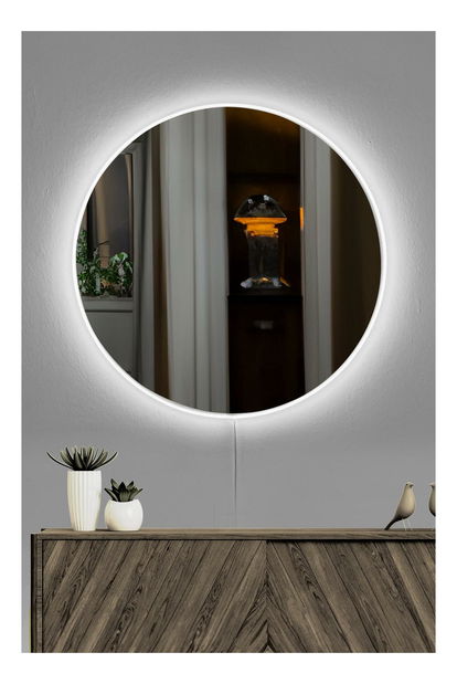 Zrkadlo Moluvu 10 (biela) (s osvetlením)
