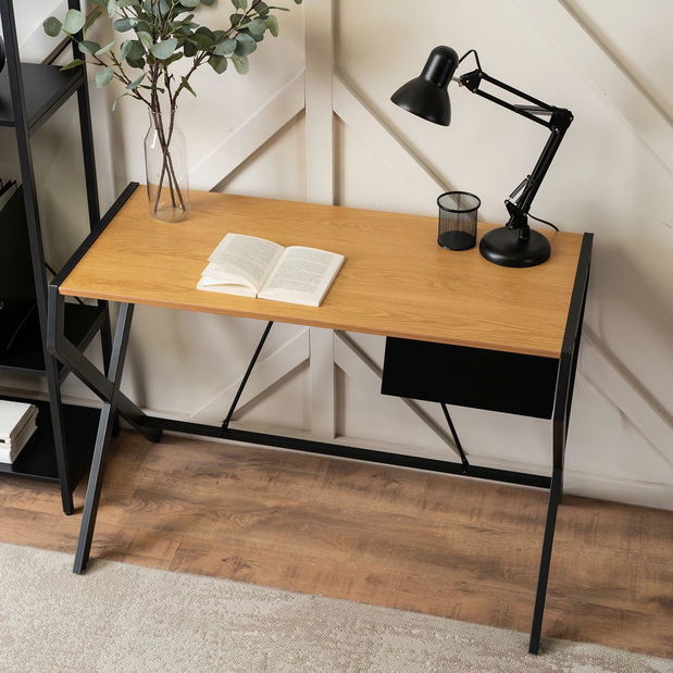 Masă de scris Mecanico (stejar auriu + negru) 