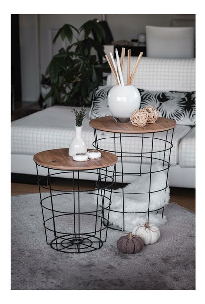 Set 2 kom. stolića za kavu Lilepe (atlantski bor + crna) 