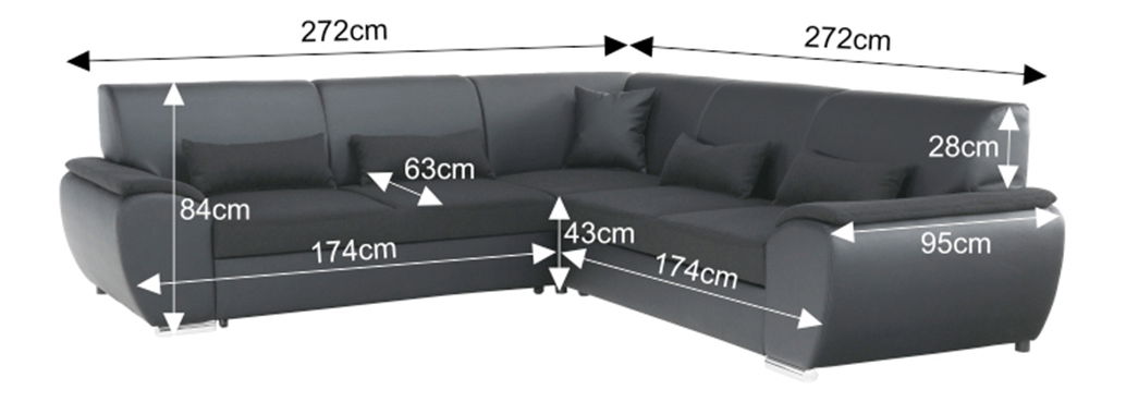 Colțar Emma (negru) (D)