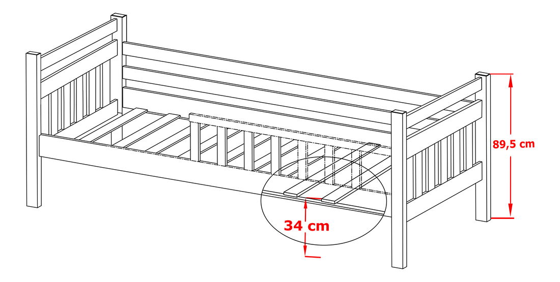 Dječji krevet 90 x 190 cm Kasey (s podnicom i prostorom za odlaganje) (grafit)