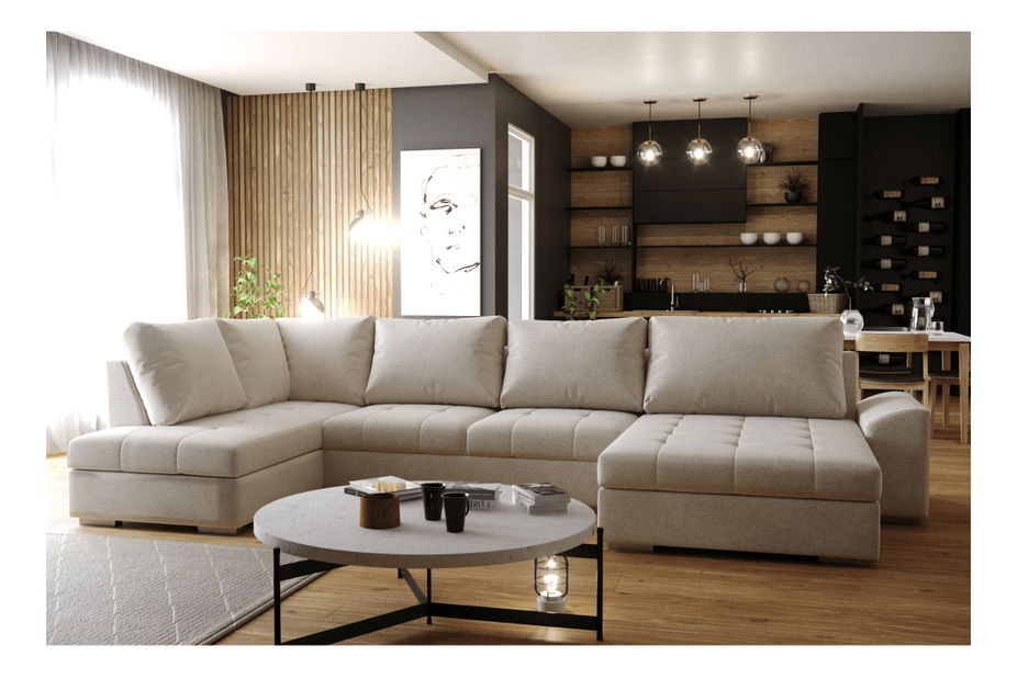 U alakú sarokkanapé Kasnara U (bézs) (B)