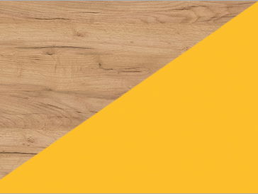 Poschodová posteľ 90 cm Vivian (P) (s roštom) (dub craft zlatý + žltá)