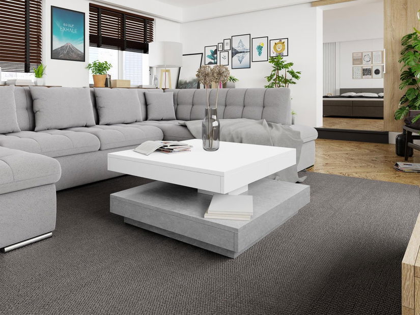 Stolić za kavu Dekur (bijela + svijetlosivi mramor)