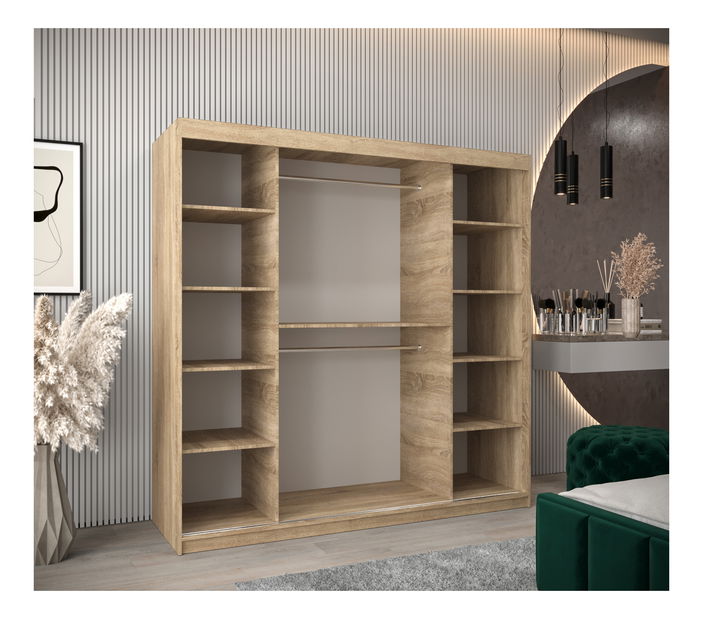 Dulap de haine 200 cm Toki (stejar sonoma + stejar sonoma) *vânzare stoc