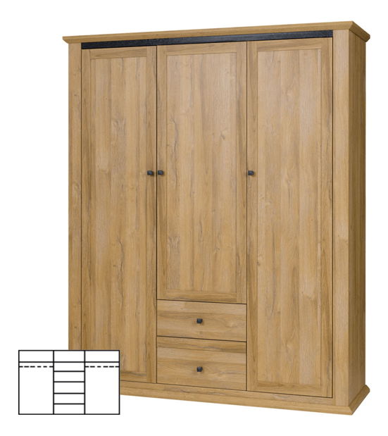 Ormar za garderobu Leoras MZ3 (hrast grand)