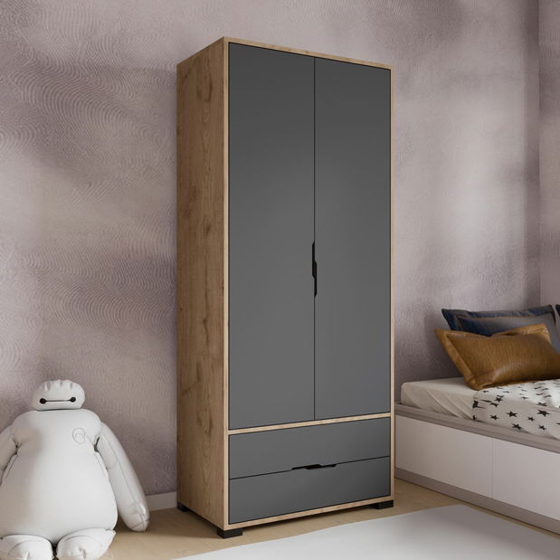 Šatníková skriňa Roya 4 (dub + antracit)