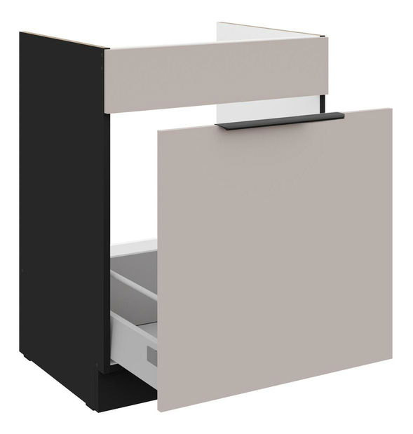 Dolná kuchynská skrinka Aaron 60 ZL 1S BB (čierna matná + kašmír)