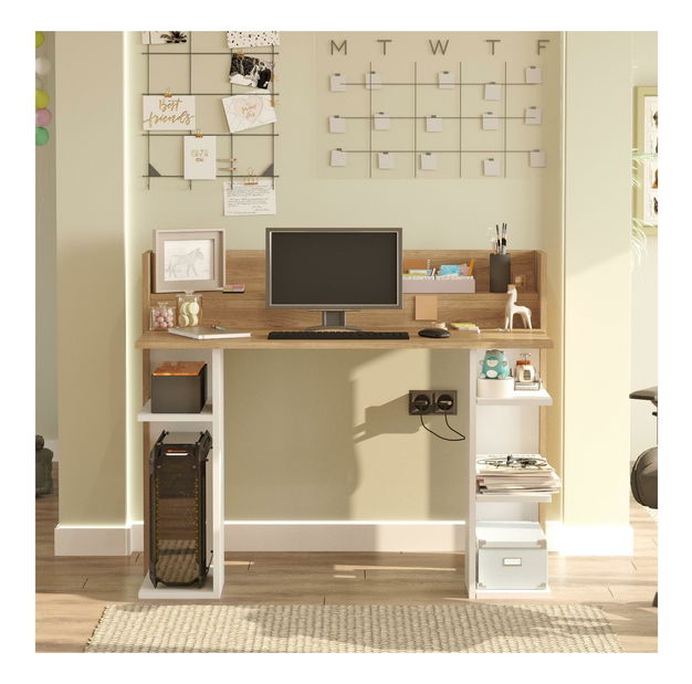 PC asztal Verbato (fehér + tölgy) 