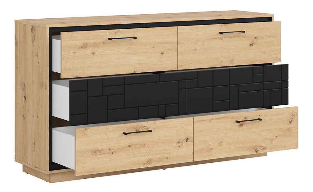 Comodă Pont KOM6S (Stejar artisan + Negru mat)