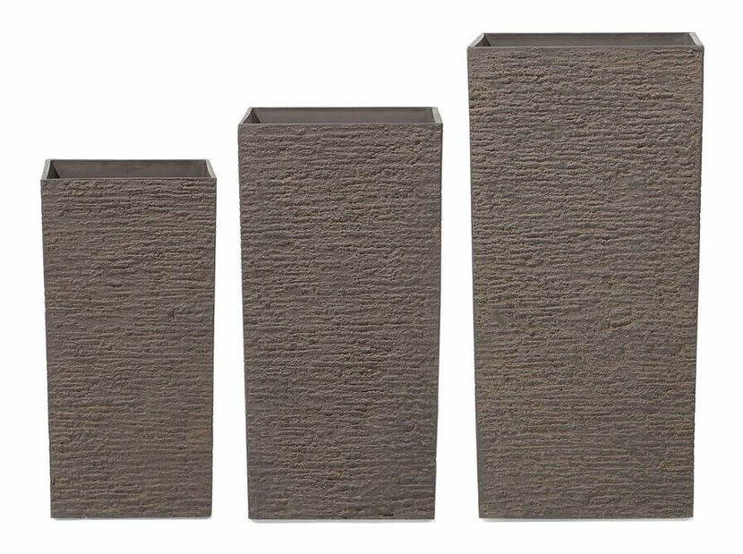 Set 3 buc ghiveci GANIO (piatră) (maro)