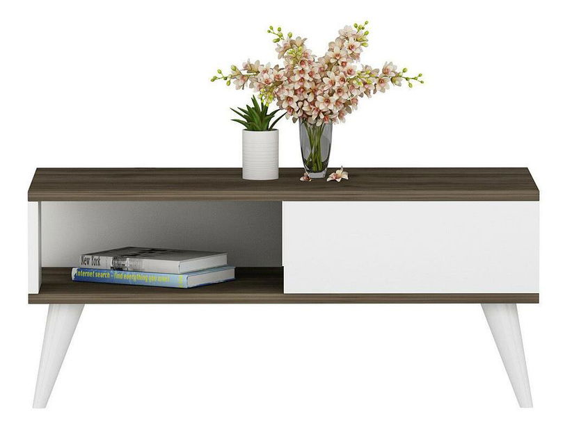 Konferenčný stolík Vavepu 2 (orech + biela) 