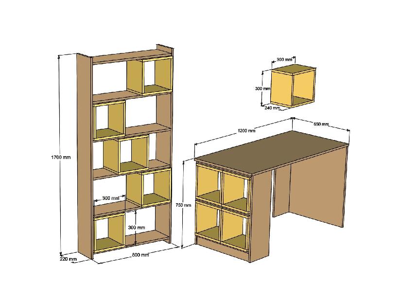 Masă PC cu raft Babar (Alb + Nuc)