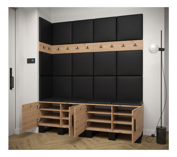 Set mobilier pentru hol Amanda 12 (Stejar artisan + verde)