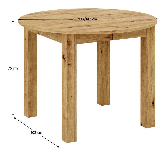 Masă sufragerie Haroldy (pentru 4 persoane) (stejar artisan)